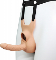 Страпон полый мужской на ремне для двойного проникновения телесный - Эрос-интернет магазин