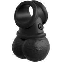 Кольцо на пенис с яичками «King Cock Ellite The Crown Jewels», цвет черный, PipeDream - Эрос-интернет магазин