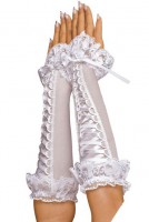 Roxana перчатки, белые, До локтя, со шнуровкой - Размер Универсальный. - Эрос-интернет магазин
