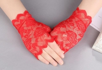 Перчатки гипюровые короткие без пальчиков, красные - Эрос-интернет магазин