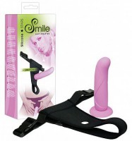 Розовый женский страпон на трусиках с регулируемыми бретелями Smile - 16 см. - Эрос-интернет магазин