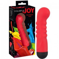 Вибратор для стимуляции точки G «Joy Colorful» с ребрами у головки , цвет красный - Эрос-интернет магазин