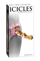 Анальный женский стимулятор-страпон ICICLES  из стекла желтый - Эрос-интернет магазин