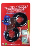 Набор игровой: наручники с мехом черные и кубики "Hand cuffs with cubes" - Эрос-интернет магазин