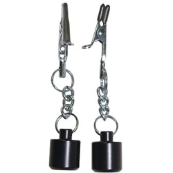 Зажимы для сосков «Sextreme Nipple Weights» с гирьками, цвет серебристый, вес гирь 50 гр, - Эрос-интернет магазин