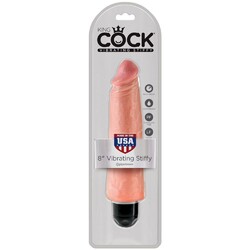 Вибратор-реалистик «8 Vibrating Stiffy» из коллекции King Cock от компании PipeDream, цвет телесный - Эрос-интернет магазин