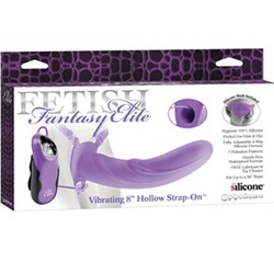  Pipedream Vibrating Hollow Strap-on 20 см, фиолетовый. Полый фаллоимитатор с вибрацией + маска - Эрос-интернет магазин