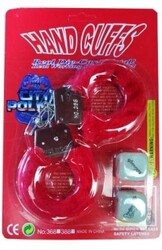Набор игровой: наручники с мехом красные и кубики "Hand cuffs with cubes" - Эрос-интернет магазин