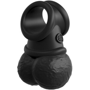 Кольцо на пенис с яичками «King Cock Ellite The Crown Jewels», цвет черный, PipeDream - Эрос-интернет магазин